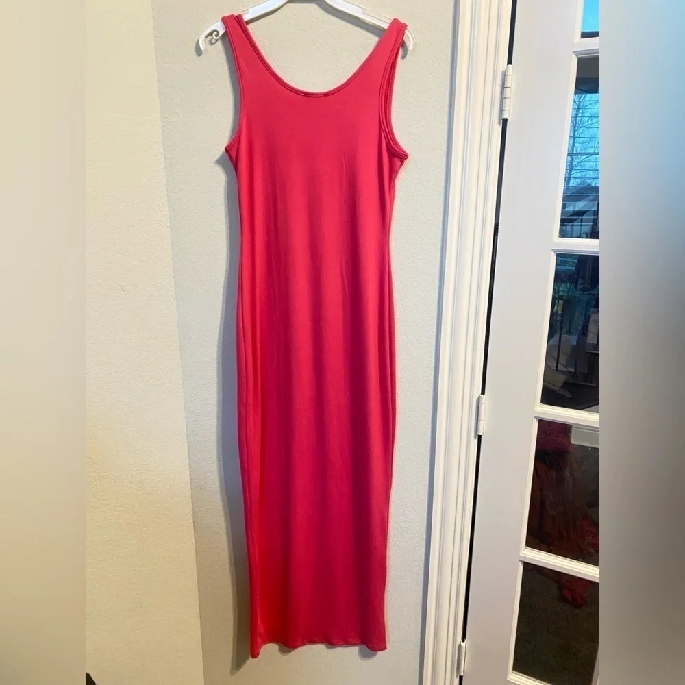 NWT, Hot pink tank maxi dress, Women’s Small soft knit w/ spandex, shirt dress